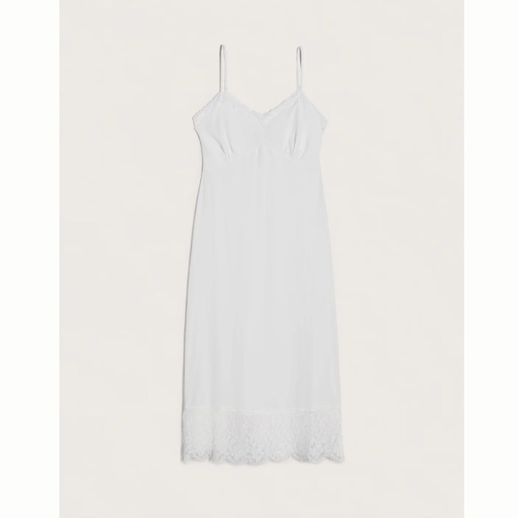 SIMONE ROCHA Lace-trimmed crepe de chine silk midi dress ivory cream size US 10 - Picture 4 of 11